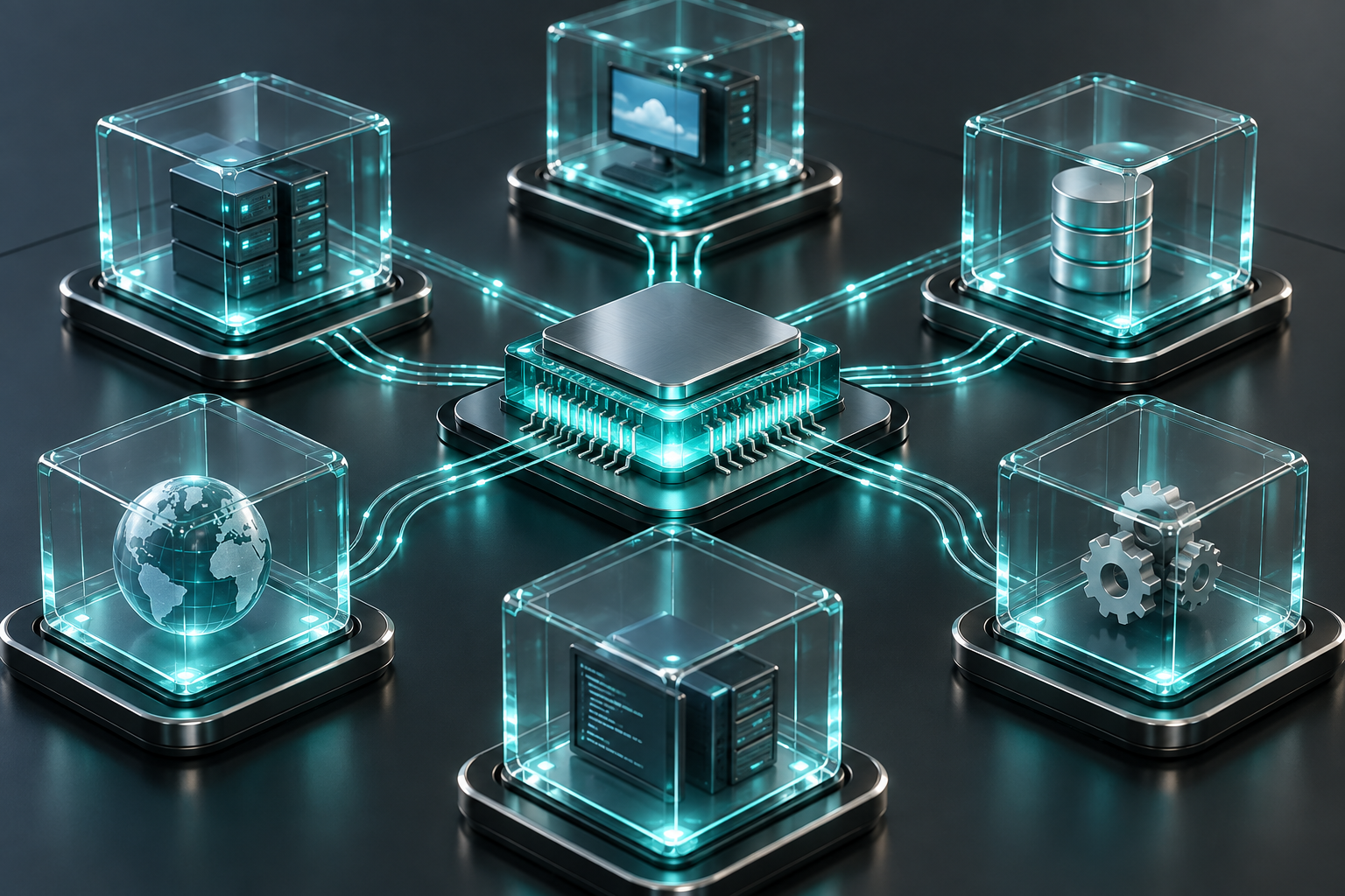 Connected virtual modules representing automated workflows