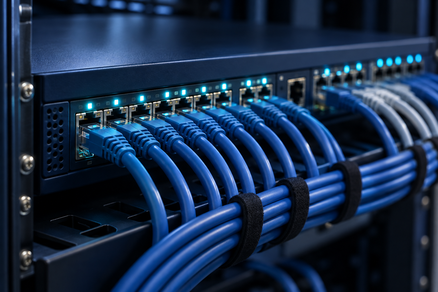 Network switch with organized ethernet connections